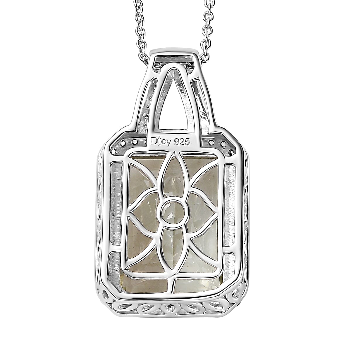 Radiant Cut Premium Montezuma Prasiolite and Multi Gemstone Halo Pendant Necklace 20 Inches in Platinum Over Sterling Silver 11.20 ctw