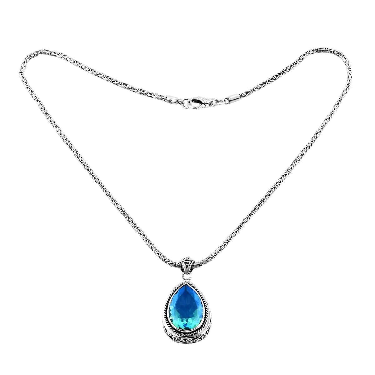 Bali Legacy Peacock Quartz (Triplet) Pendant Necklace 18 Inches in Sterling Silver 28.40 ctw image number 0