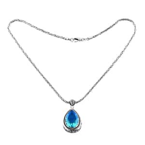 Bali Legacy Peacock Quartz (Triplet) Pendant Necklace 18 Inches in Sterling Silver 28.40 ctw