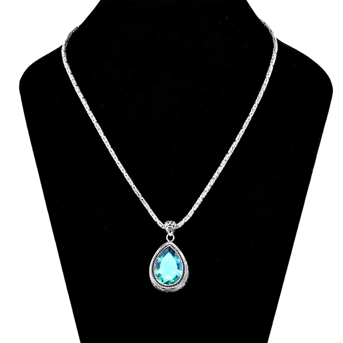 Bali Legacy Peacock Quartz (Triplet) Pendant Necklace 18 Inches in Sterling Silver 28.40 ctw image number 2