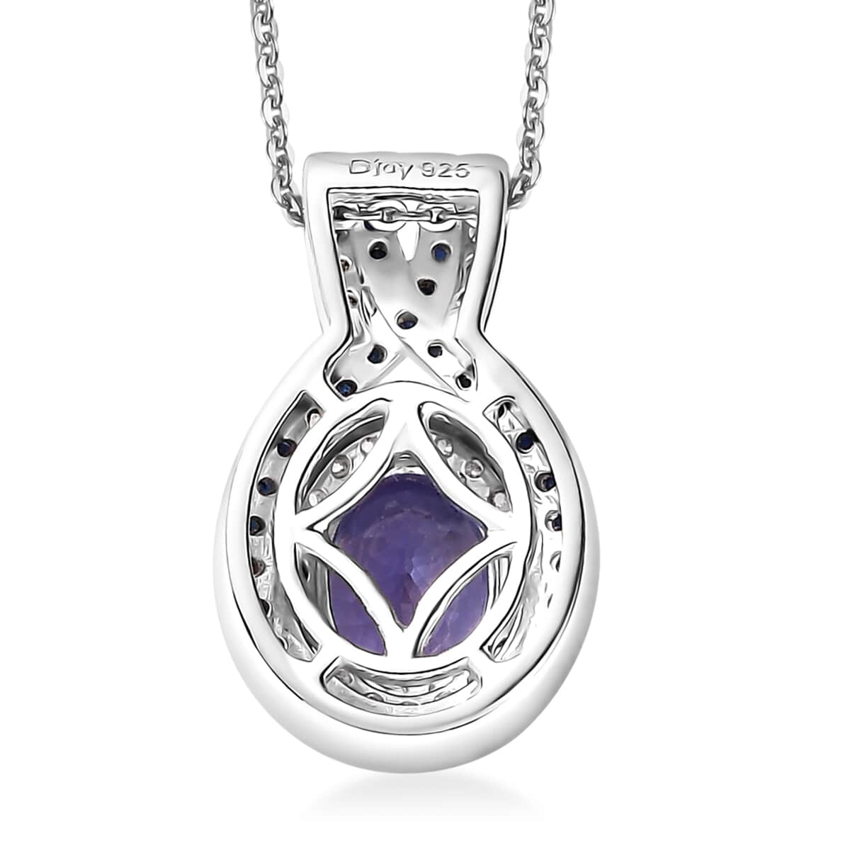 Tanzanite, Multi Gemstone Double Halo Pendant Necklace (20 Inches) in Platinum Over Sterling Silver 2.10 ctw image number 4