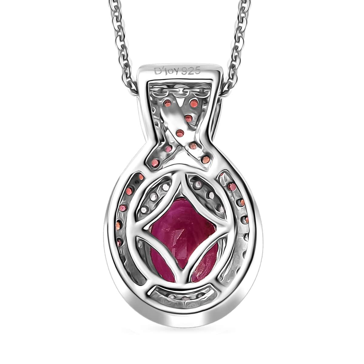 Mozambique Ruby and Multi Gemstone 1.90 ctw Double Halo Pendant Necklace in Platinum Over Sterling Silver 20 Inches image number 4