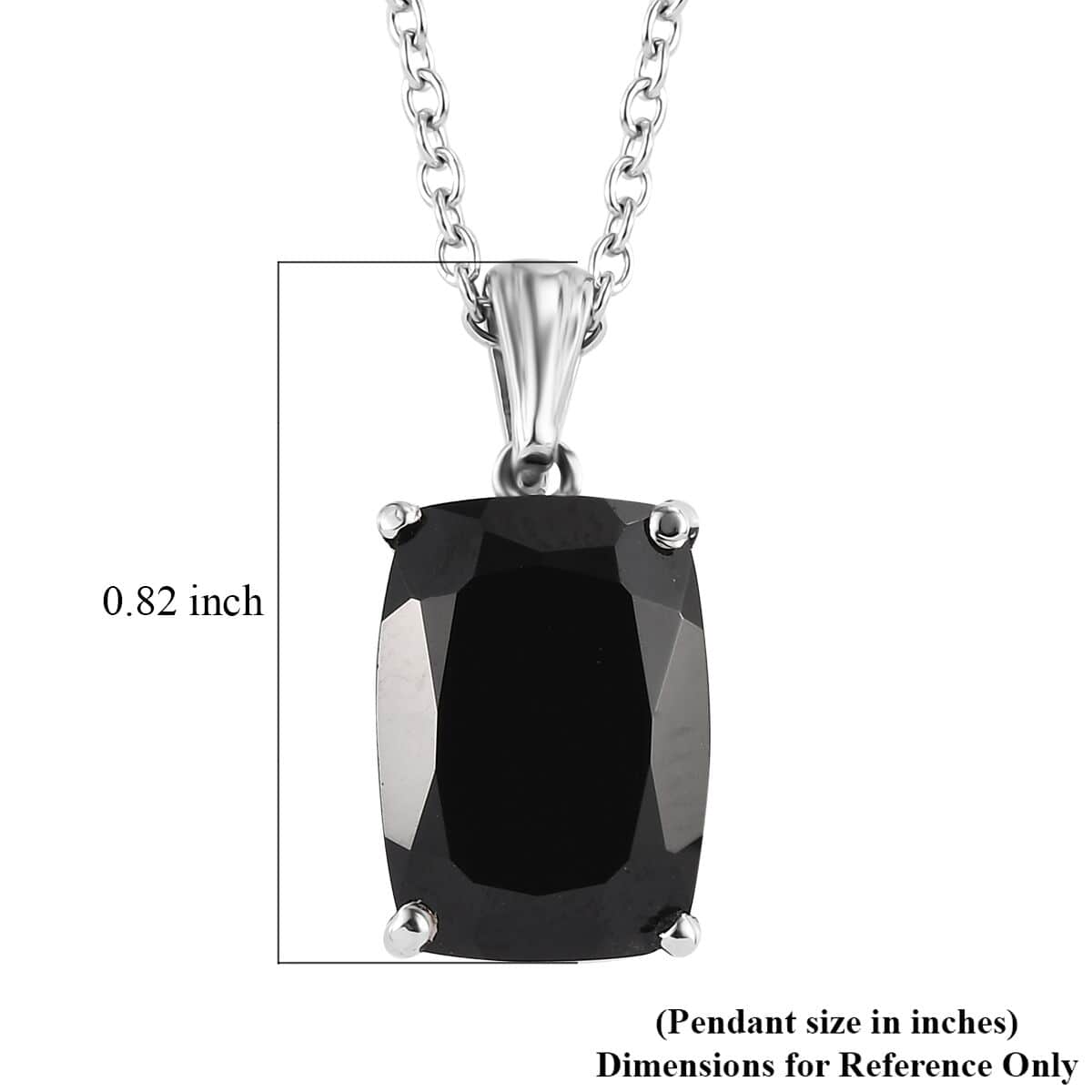 Thai Black Spinel Solitaire Pendant Necklace 20 Inches in Stainless Steel 8.30 ctw image number 5