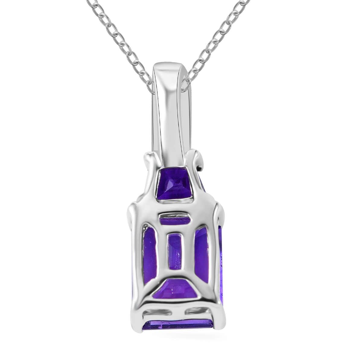 Premium African Amethyst Pendant Necklace 18 Inches in Platinum Over Sterling Silver 3.90 ctw (Del. in 10-12 Days) image number 3