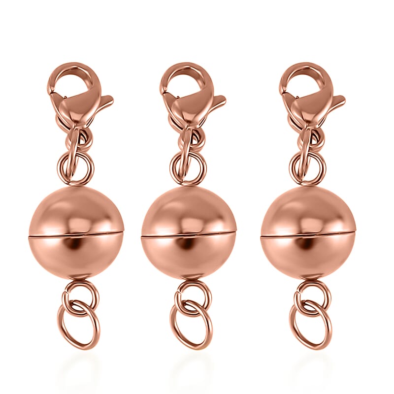 Set of Three Magnetic Lock with Lobster Clasp in ION Plated RG Stainless Steel