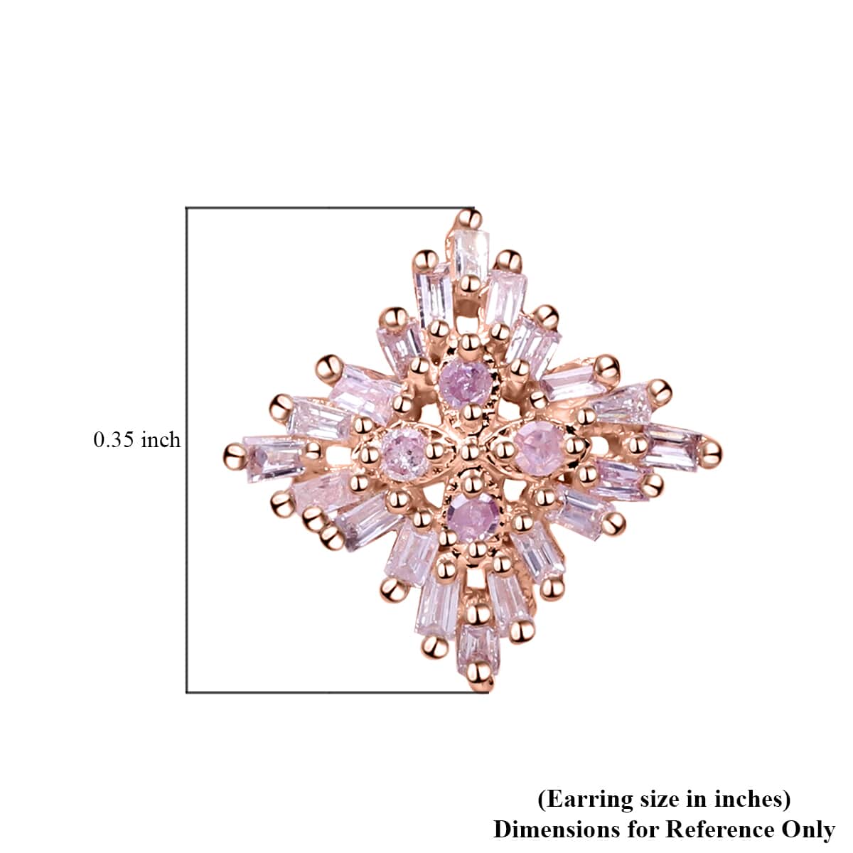 Natural Pink Diamond I3 Earrings, Ring (Size 5.0) and Pendant in Vermeil Rose Gold Over Sterling Silver 0.50 ctw image number 2