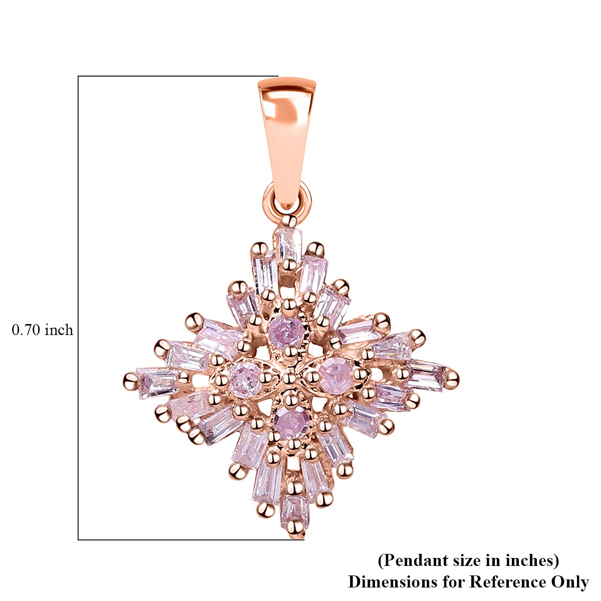 Natural Pink Diamond I3 Earrings, Ring (Size 5.0) and Pendant without Chain in Vermeil Rose Gold Over Sterling Silver 0.50 ctw