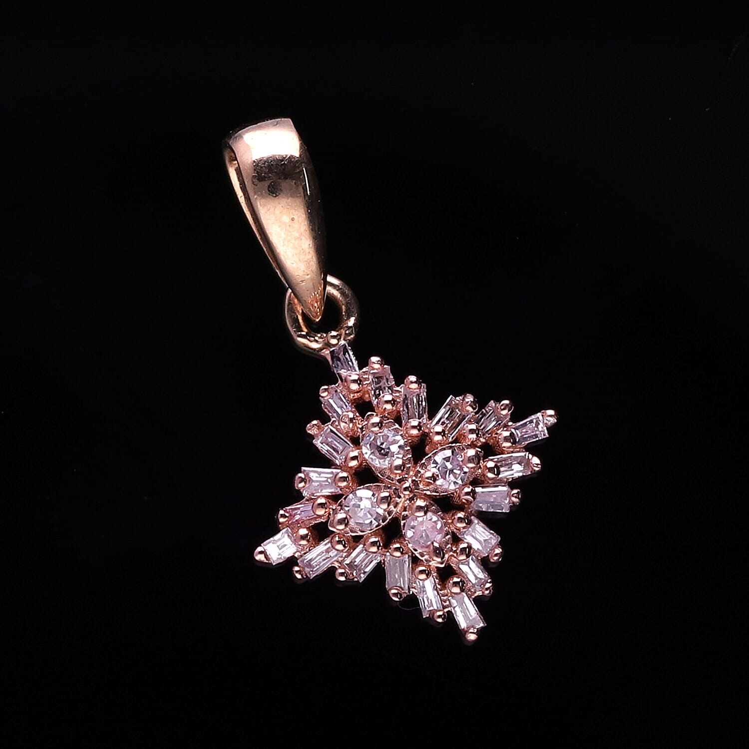 Natural Pink Diamond I3 Earrings, Ring (Size 5.0) and Pendant without Chain in Vermeil Rose Gold Over Sterling Silver 0.50 ctw
