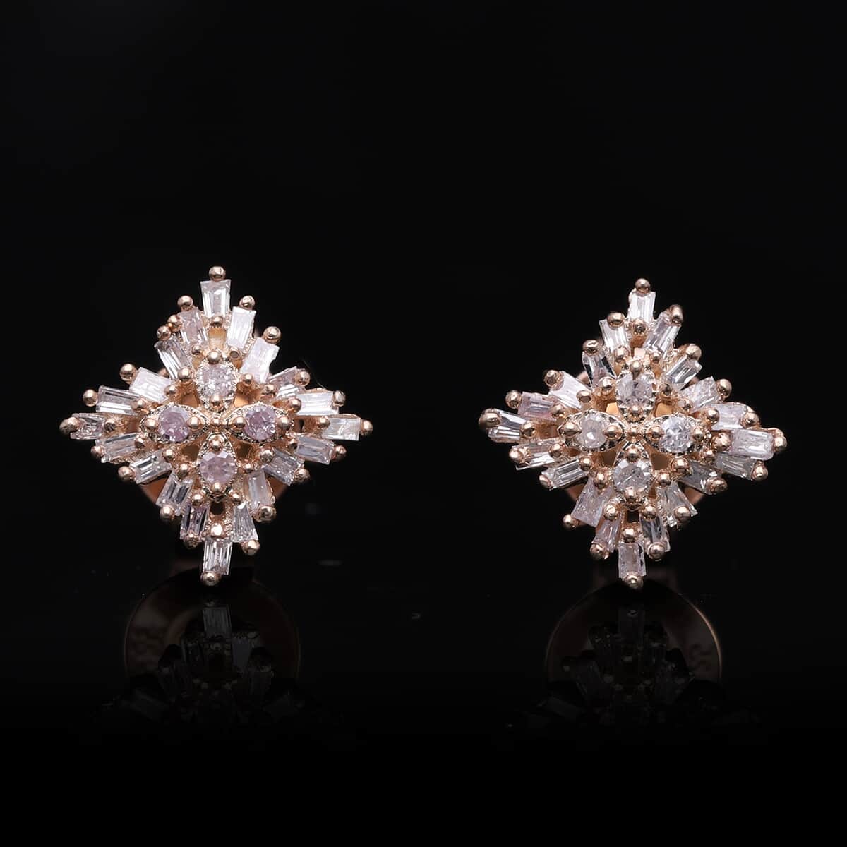 Natural Pink Diamond I3 Earrings, Ring (Size 5.0) and Pendant in Vermeil Rose Gold Over Sterling Silver 0.50 ctw image number 13