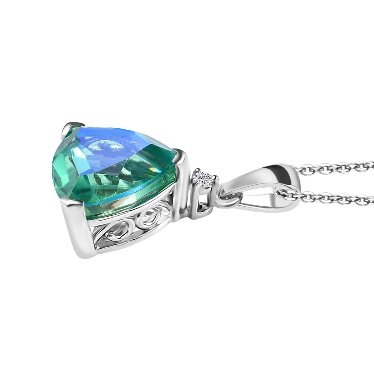 Buy Peacock Quartz (Triplet) and Moissanite Pendant Necklace