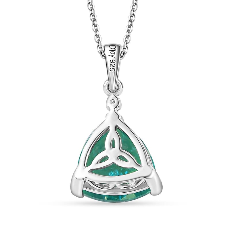 Peacock Quartz (Triplet) and Moissanite Pendant Necklace 20 Inches in Platinum Over Sterling Silver 6.15 ctw