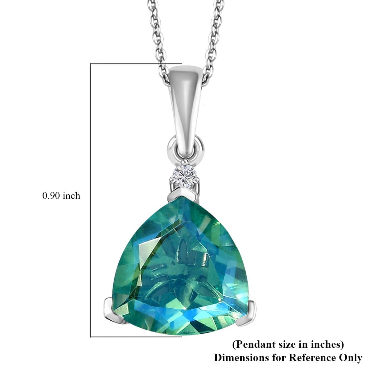 Peacock Quartz (Triplet) and Moissanite Pendant Necklace 20 Inches in Platinum Over Sterling Silver 5.50 ctw image number 6