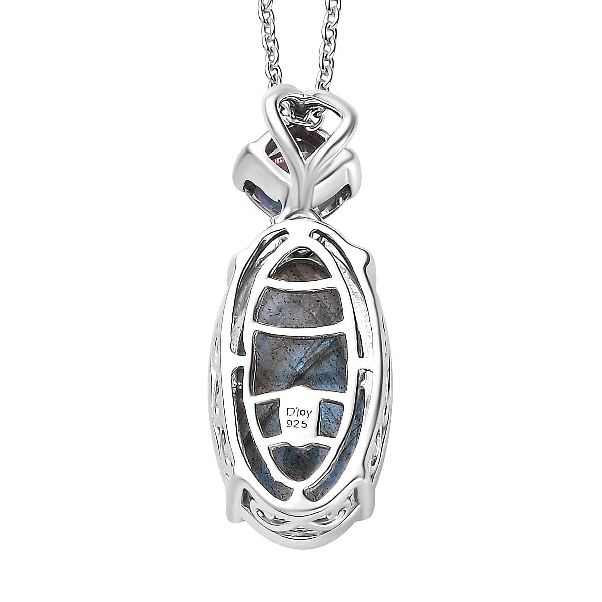 Malagasy Labradorite and Northern Lights Mystic Topaz Pendant Necklace 20 Inches in Platinum Over Sterling Silver 6.00 ctw
