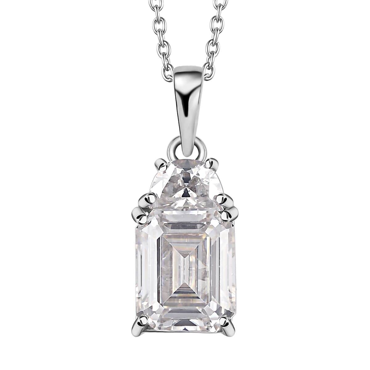 Moissanite Pendant Necklace 20 Inches in Platinum Over Sterling Silver 4.10 ctw image number 0