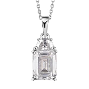 Moissanite Pendant Necklace 20 Inches in Platinum Over Sterling Silver 4.10 ctw