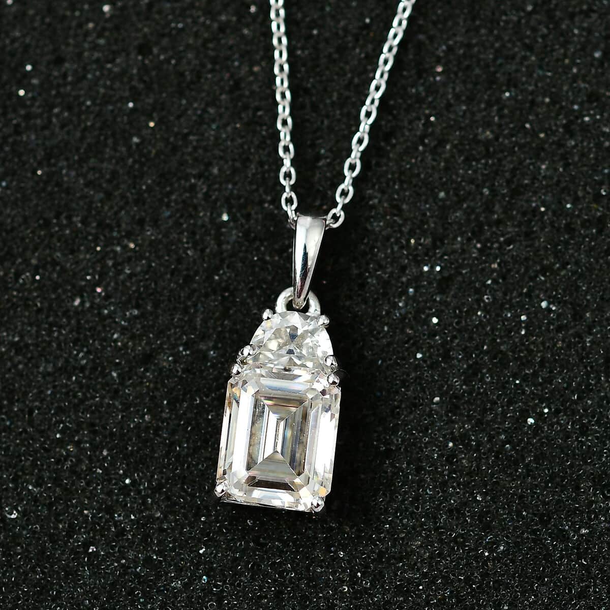 Moissanite Pendant Necklace 20 Inches in Platinum Over Sterling Silver 4.10 ctw image number 2