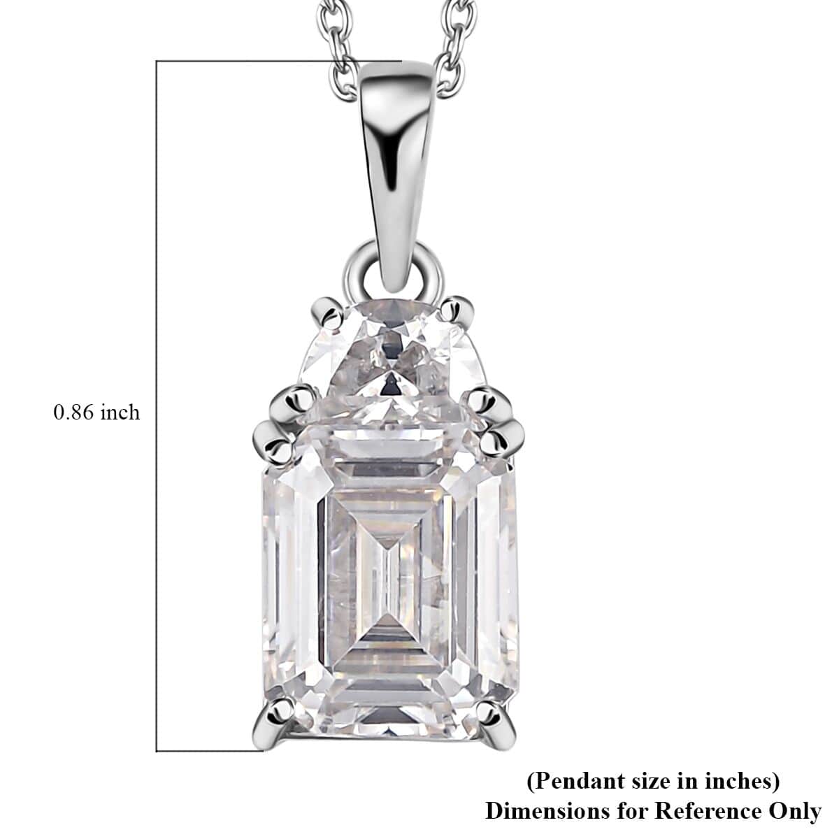 Moissanite Pendant Necklace 20 Inches in Platinum Over Sterling Silver 4.10 ctw image number 6