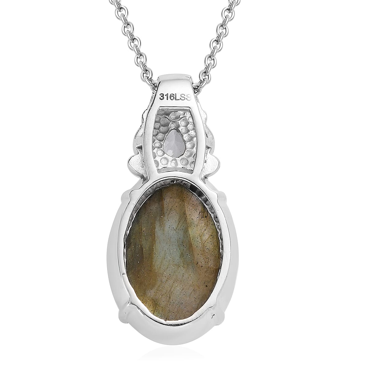 Malagasy Labradorite and Multi Gemstone Pendant Necklace 20 Inches in Stainless Steel 13.30 ctw image number 4