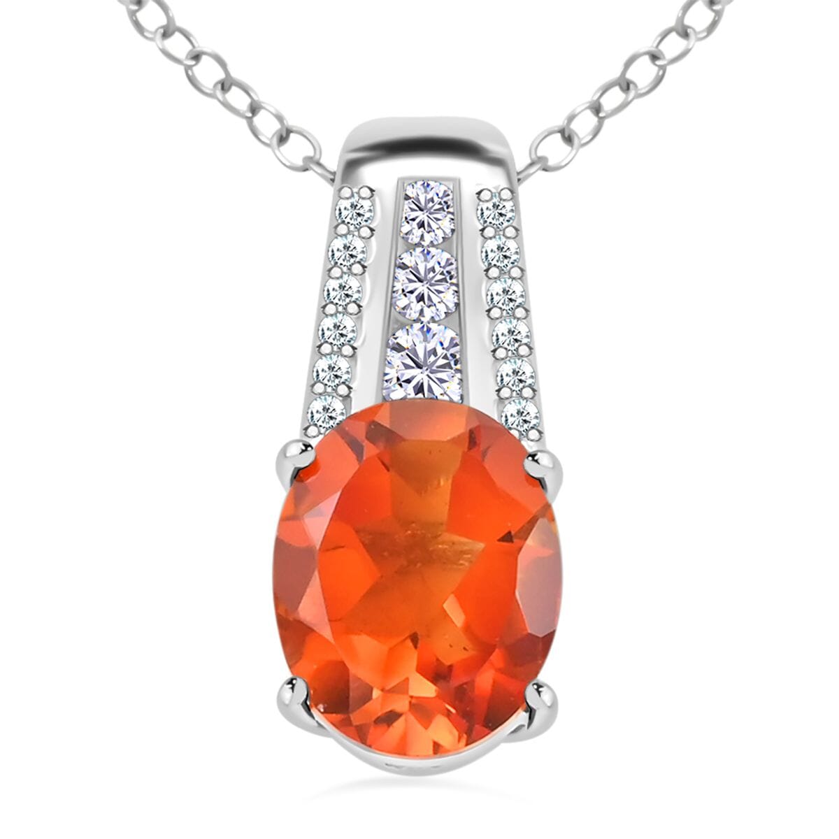 Sterling Silver Vibrant Morganite and Diamond 18 Sterling Silver Vibrant Morganite and Diamond 18