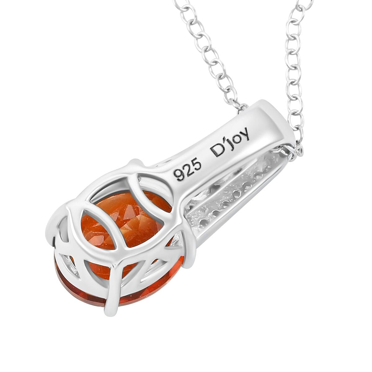 TLV Birthday Deal Brazilian Cherry Citrine, Moissanite Pendant Necklace (18 Inches) in Platinum Over Sterling Silver 2.50 ctw