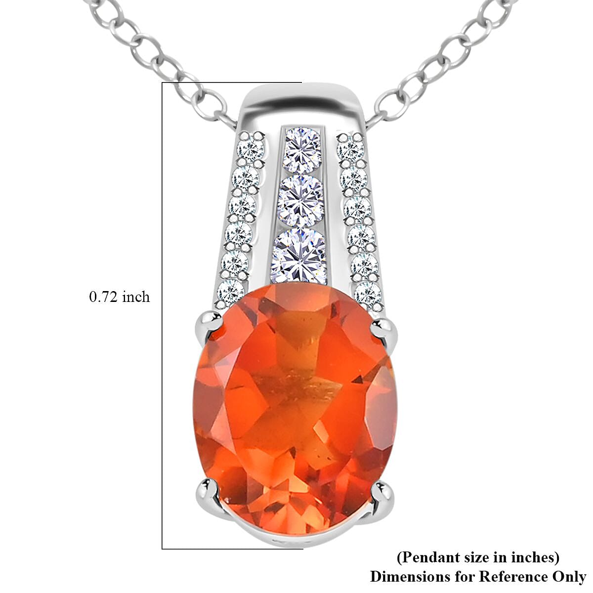 TLV Birthday Deal Brazilian Cherry Citrine, Moissanite Pendant Necklace (18 Inches) in Platinum Over Sterling Silver 2.50 ctw