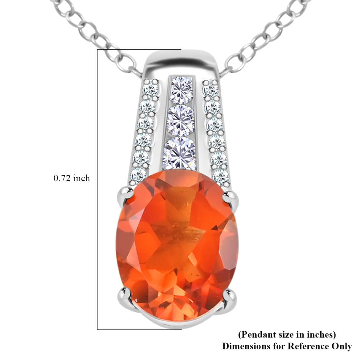 Brazilian Cherry Citrine and Moissanite Pendant Necklace 18 Inches in Platinum Over Sterling Silver 2.50 ctw image number 6