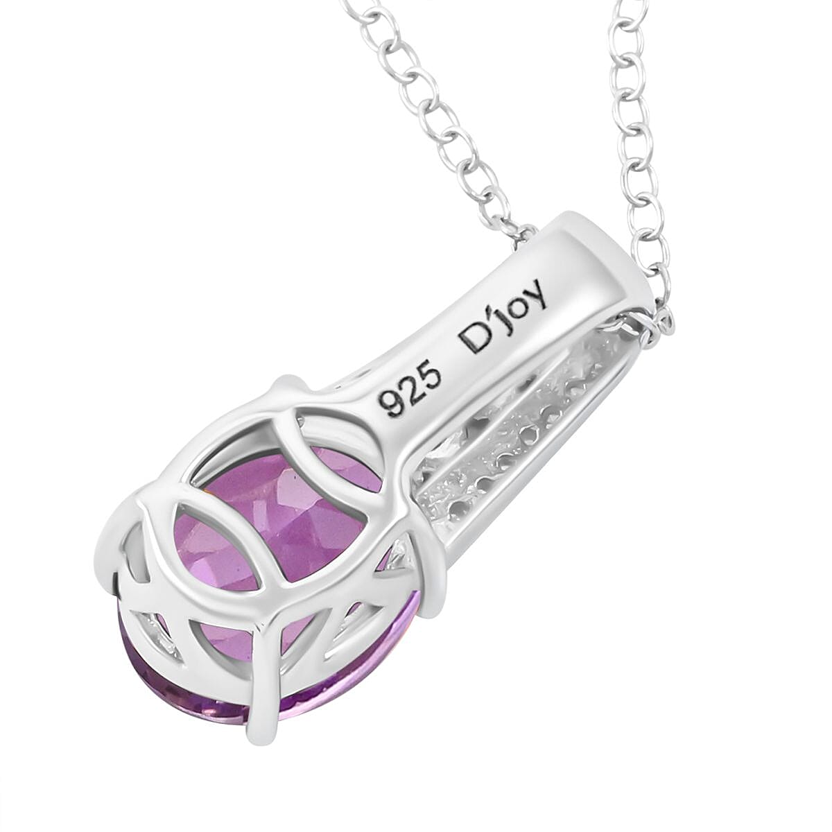Uruguayan Amethyst and Moissanite Pendant Necklace 18 Inches in Platinum Over Sterling Silver 2.40 ctw image number 4