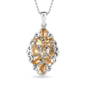 Karis Brazilian Citrine Pendant in Platinum Bond with Stainless Steel Necklace (20 Inches) 3.75 ctw