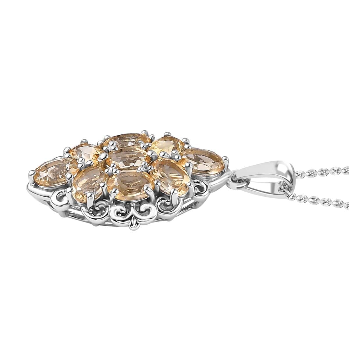 Karis Brazilian Citrine Pendant in Platinum Bond with Stainless Steel  Necklace (20 Inches) 3.75 ctw