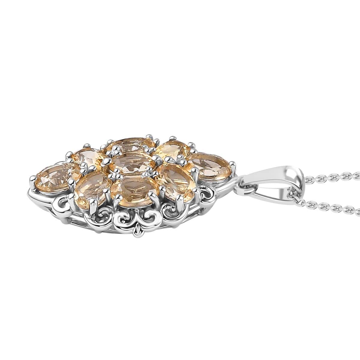 Karis Brazilian Citrine Pendant in Platinum Bond with Stainless Steel Necklace (20 Inches) 3.75 ctw image number 3
