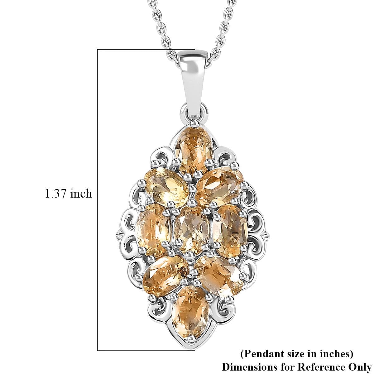 Karis Brazilian Citrine Pendant in Platinum Bond with Stainless Steel Necklace (20 Inches) 3.75 ctw
