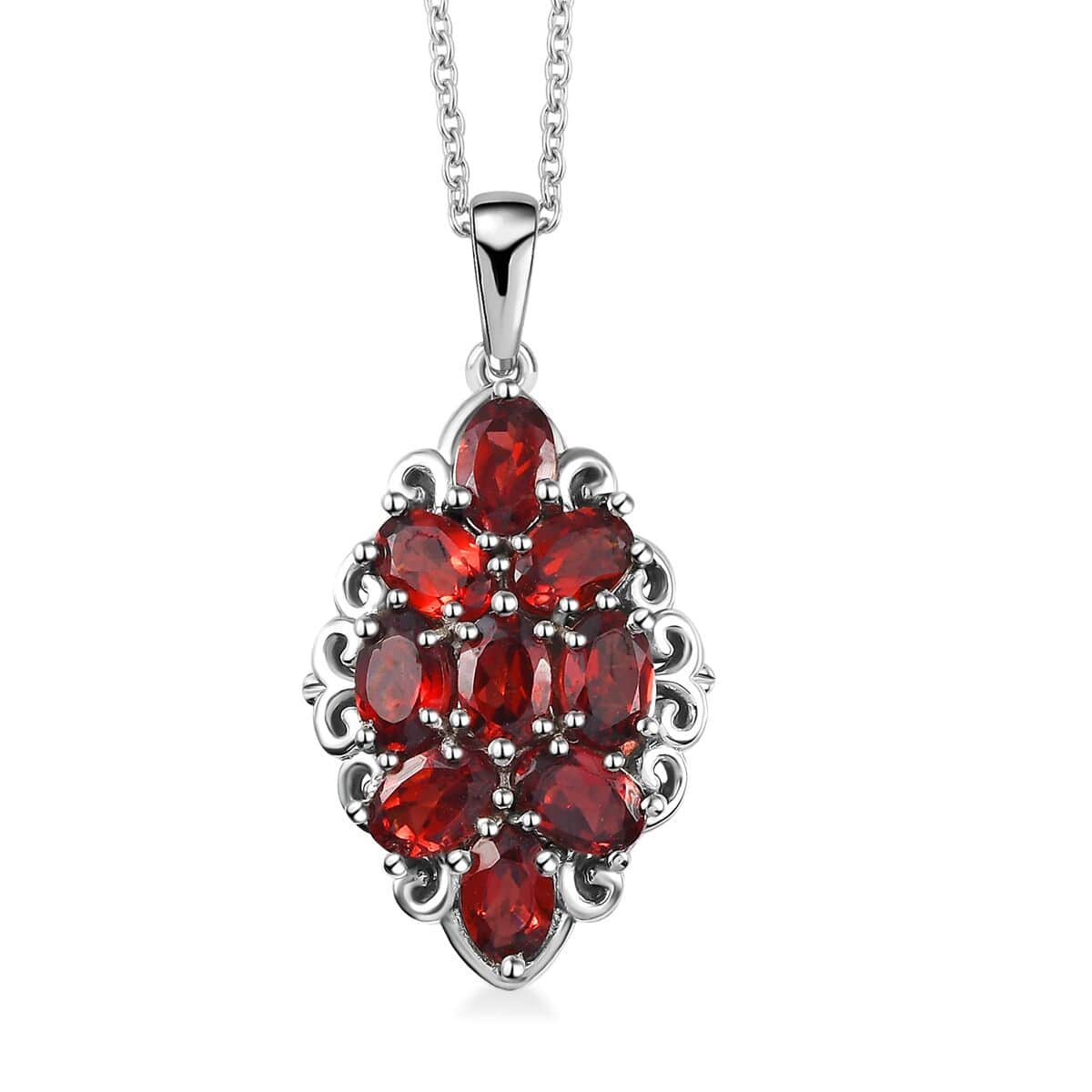 Karis Mozambique Garnet Pendant in Platinum Bond with Stainless Steel Necklace 20 Inches 4.50 ctw image number 0