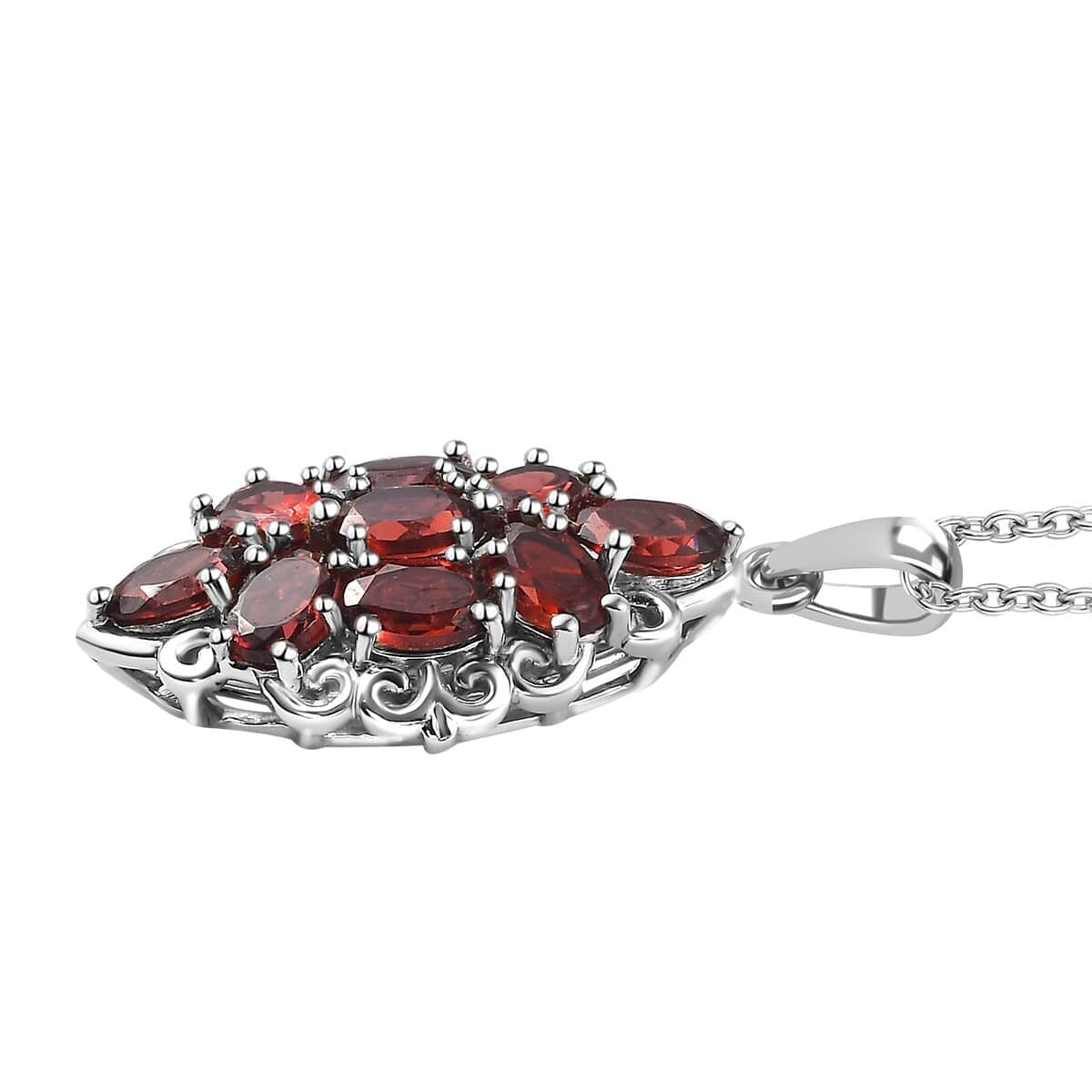 Karis Mozambique Garnet Pendant in Platinum Bond with Stainless Steel Necklace 20 Inches 4.50 ctw image number 3