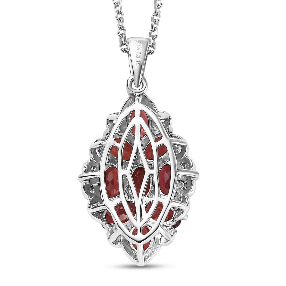 Karis Mozambique Garnet Pendant in Platinum Bond with Stainless Steel Necklace 20 Inches 4.50 ctw image number 4