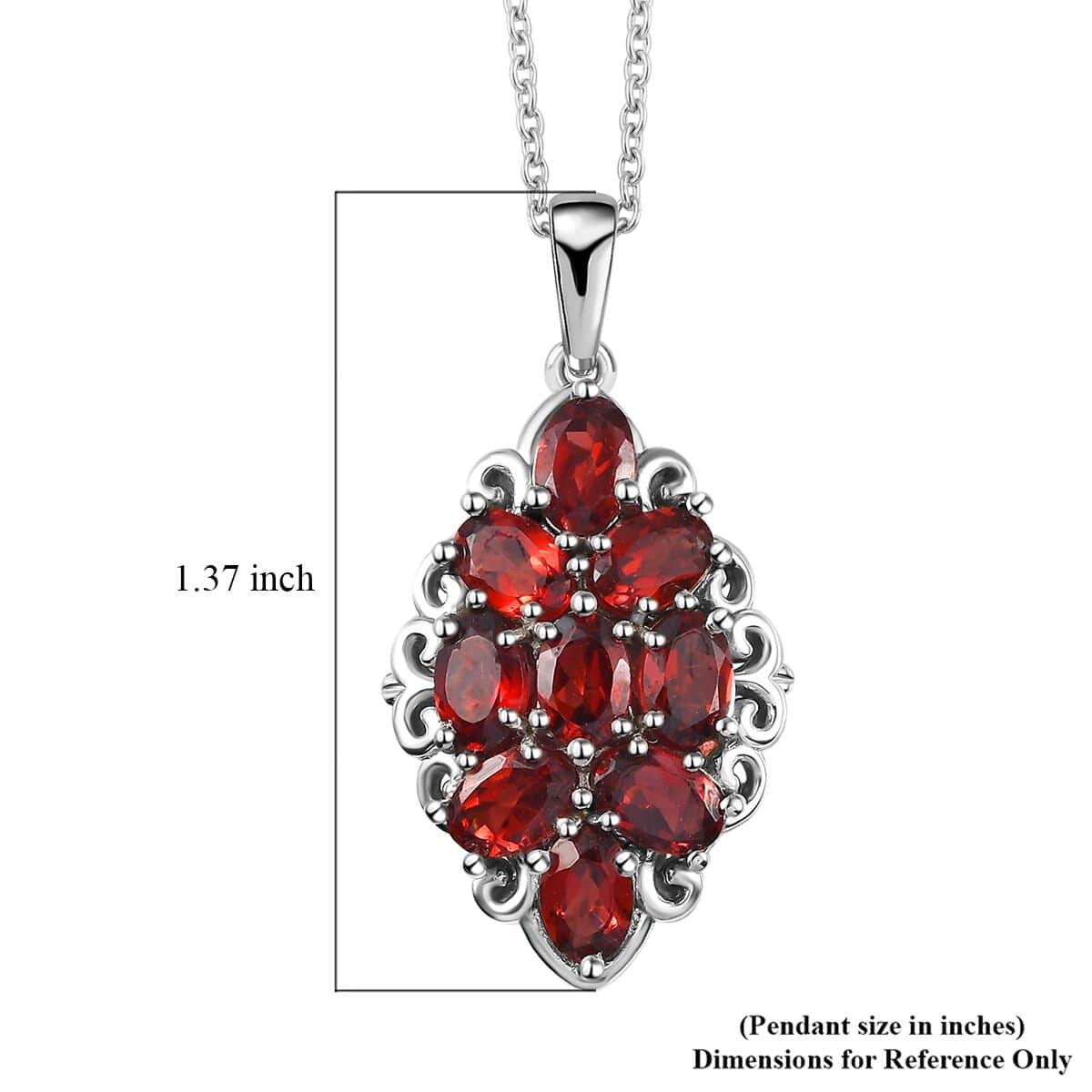 Karis Mozambique Garnet Pendant in Platinum Bond with Stainless Steel Necklace 20 Inches 4.50 ctw image number 6