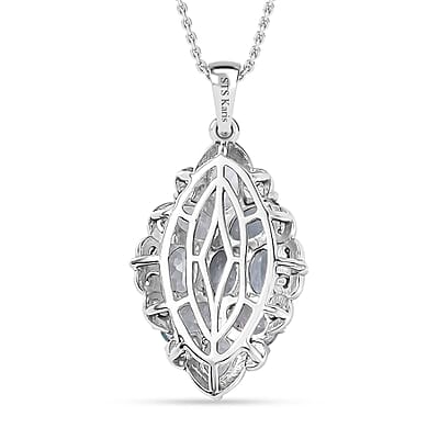 Karis Sky Blue Topaz Pendant in Platinum Bond with Stainless Steel Necklace (20 Inches) 5.00 ctw