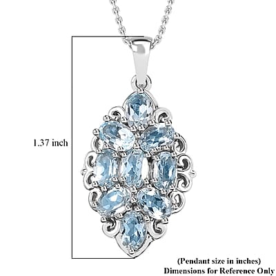 Karis Sky Blue Topaz Pendant in Platinum Bond with Stainless Steel Necklace (20 Inches) 5.00 ctw