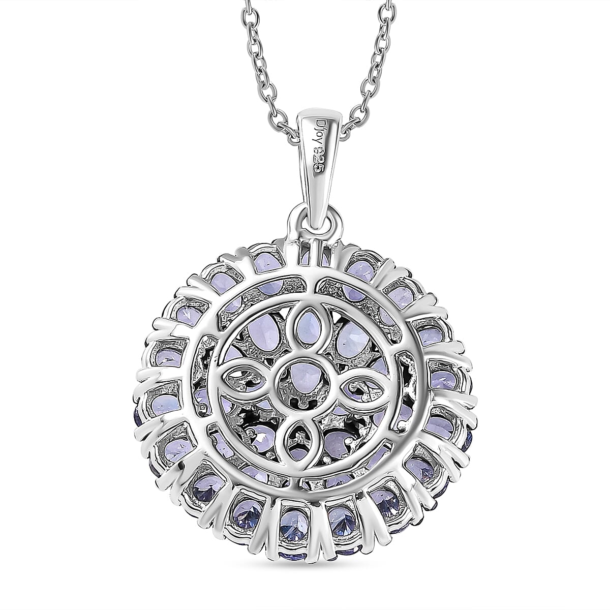 Tanzanite Floral Spray Pendant Necklace 20 Inches in Platinum Over Sterling Silver 6.50 ctw
