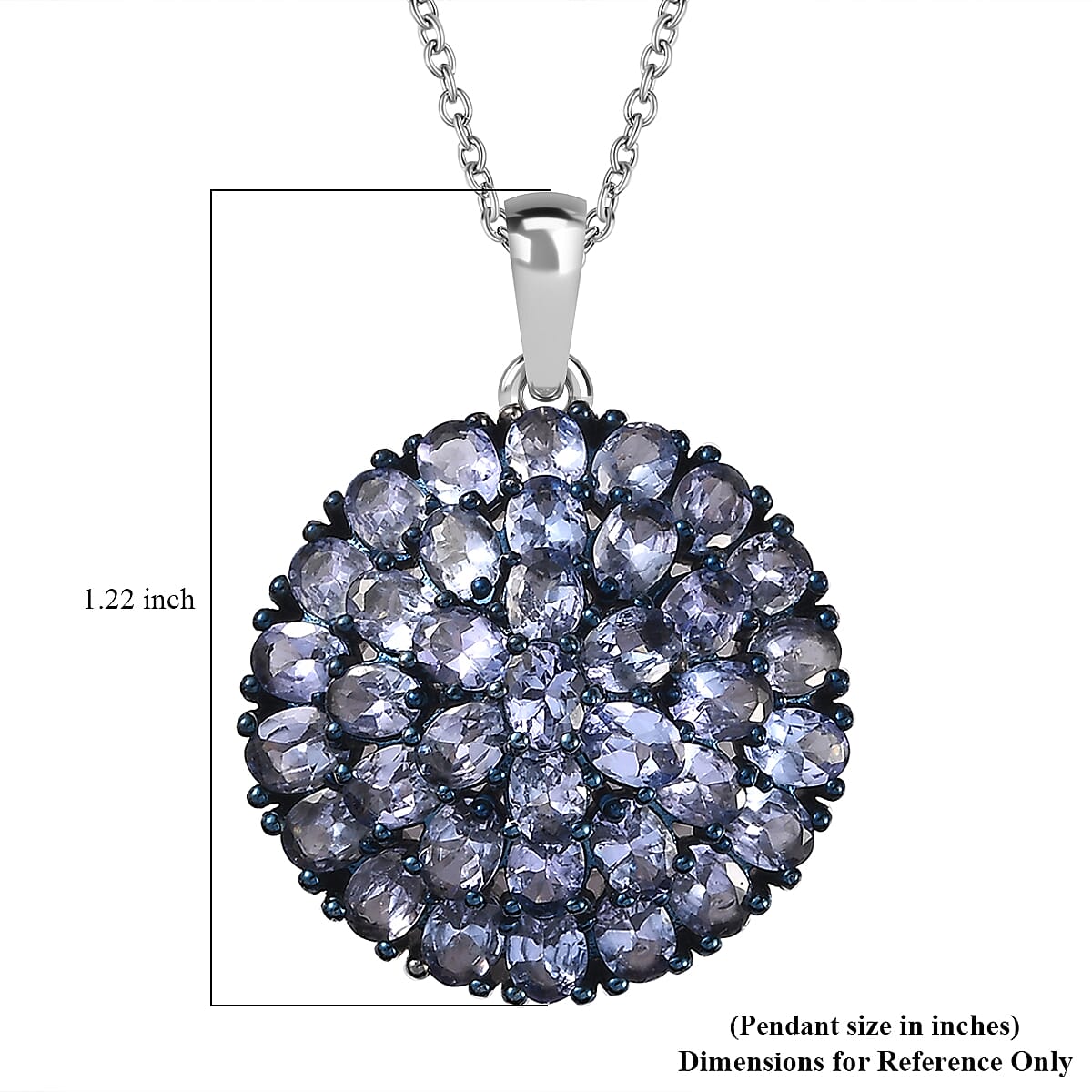 Tanzanite Floral Spray Pendant Necklace 20 Inches in Platinum Over Sterling Silver 6.50 ctw