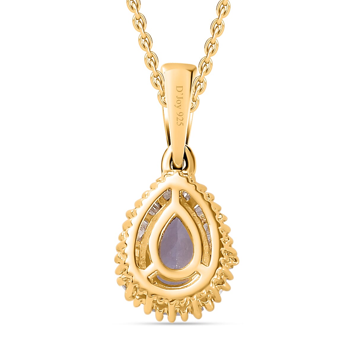 Tanzanite and Diamond Halo Pendant Necklace 20 Inches in Vermeil Yellow Gold Over Sterling Silver 0.50 ctw image number 4