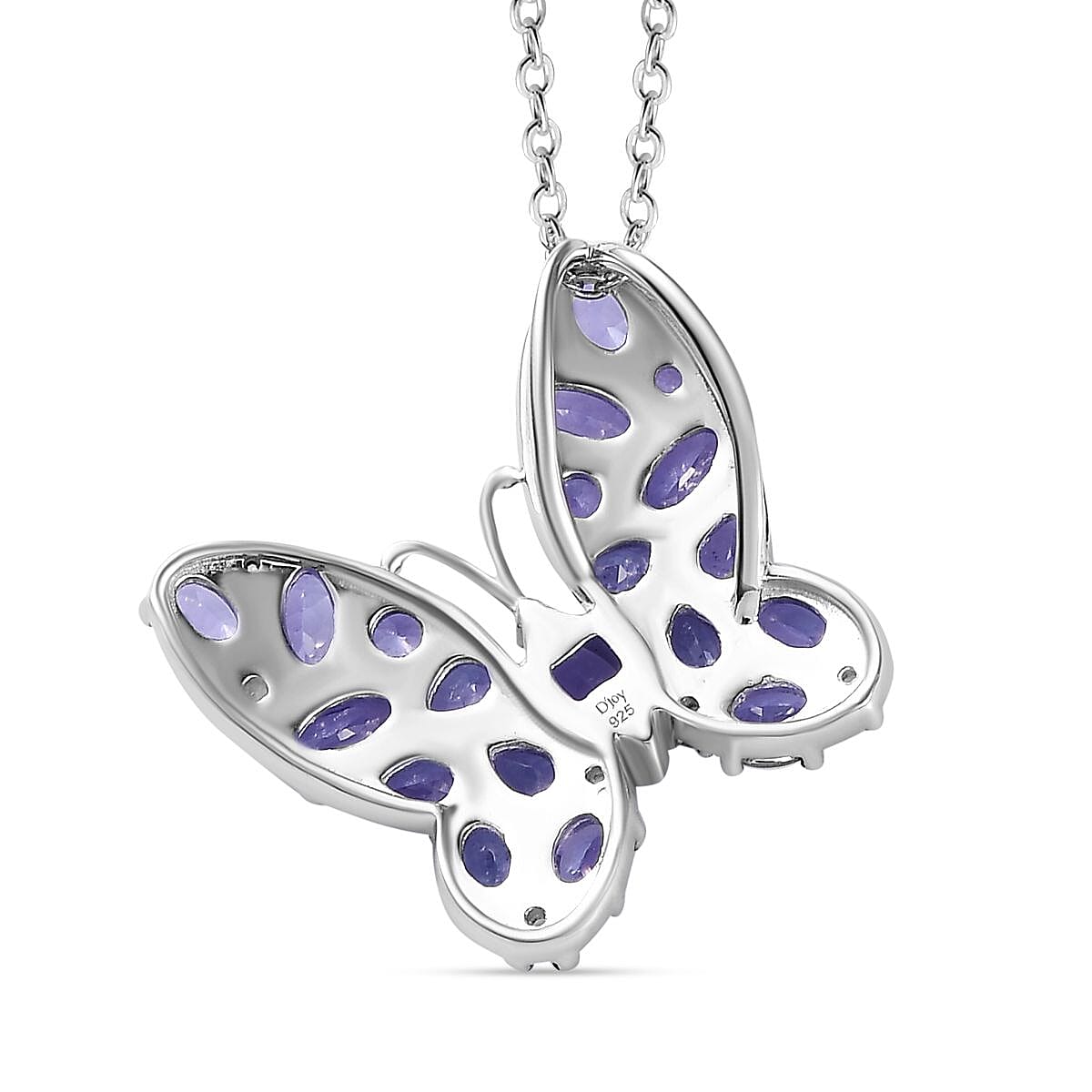 Tanzanite Butterfly Pendant Necklace 20 Inches in Platinum Over Sterling Silver 3.60 ctw
