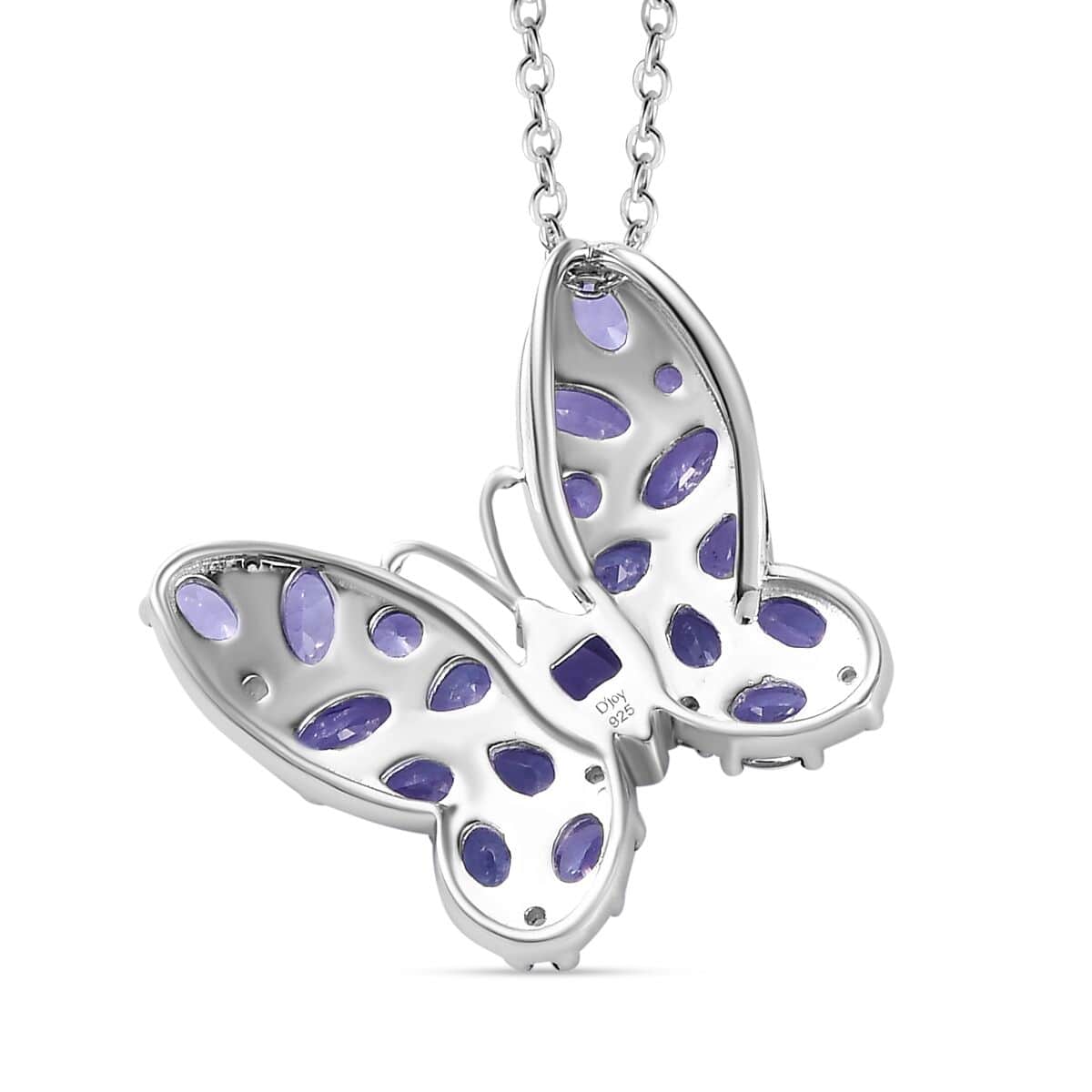 Tanzanite Butterfly Pendant Necklace 20 Inches in Platinum Over Sterling Silver 3.60 ctw image number 4