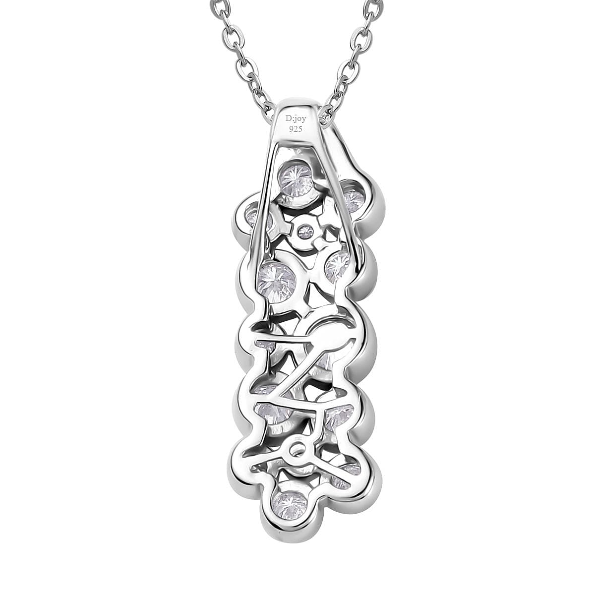Moissanite Bubble Pendant Necklace 20 Inches in Platinum Over Sterling Silver 1.10 ctw