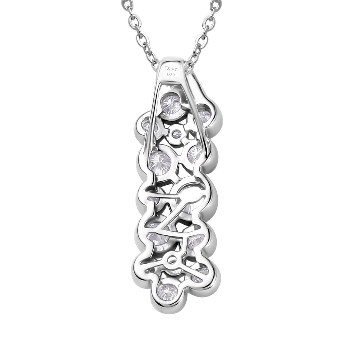Moissanite Bubble Pendant Necklace 20 Inches in Platinum Over Sterling Silver 1.10 ctw image number 4