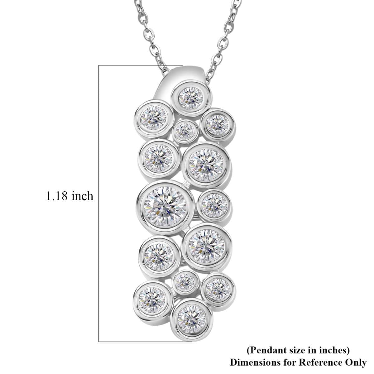 Moissanite Bubble Pendant Necklace 20 Inches in Platinum Over Sterling Silver 1.10 ctw image number 5