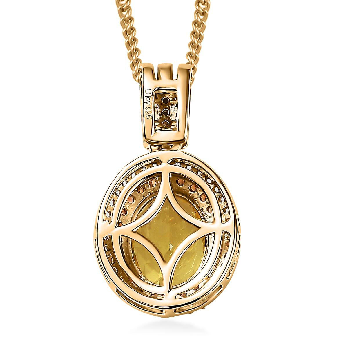 Brazilian Sunfire Beryl, Brown and White Zircon Double Halo Pendant Necklace 20 Inches in Vermeil Yellow Gold Over Sterling Silver 3.15 ctw image number 4