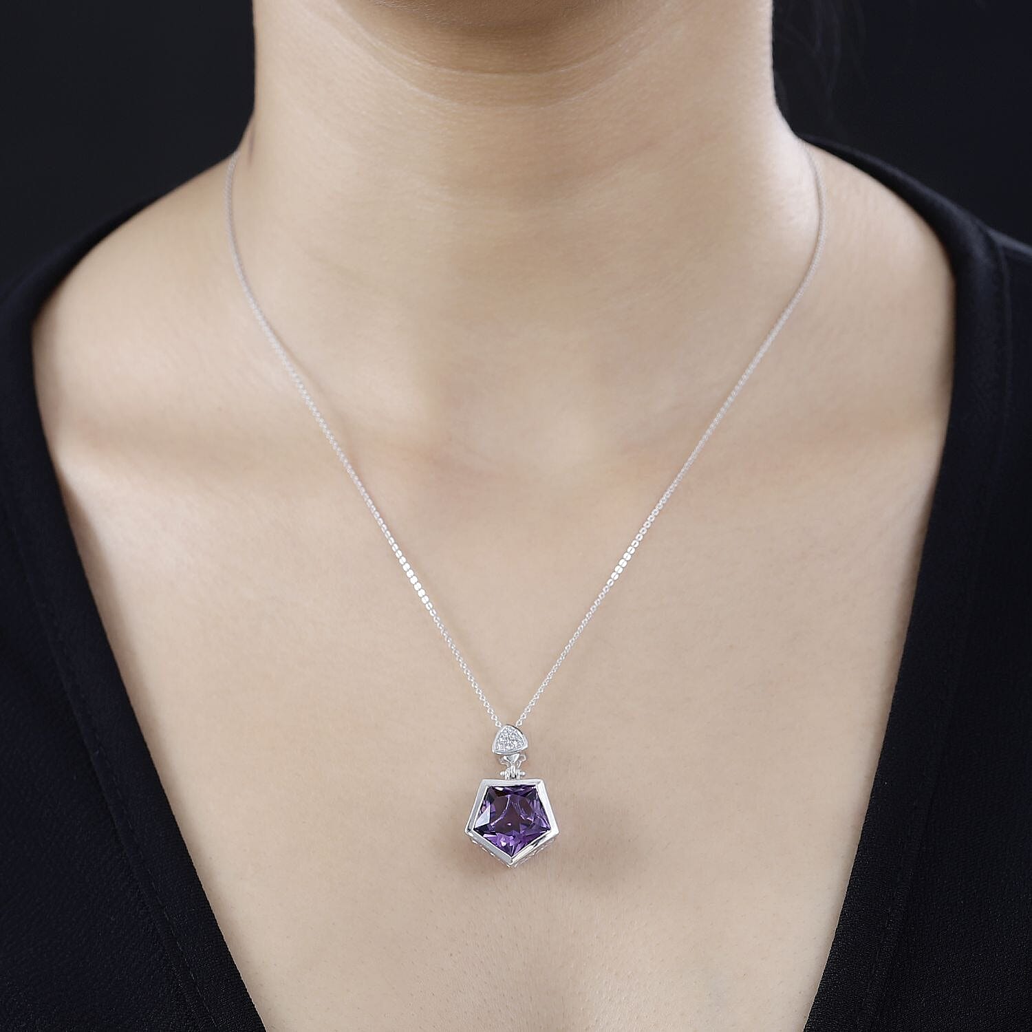【soerte】10way combination necklace ＆ wal Blue Sapphire & Diamond Accent Heart Necklace 10K White Gold