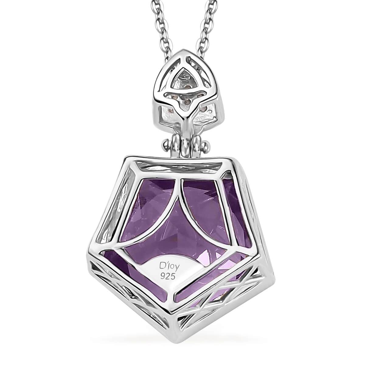 Pentastar Cut African Amethyst and White Zircon Pendant Necklace 20 Inches in Platinum Over Sterling Silver 7.85 ctw image number 4