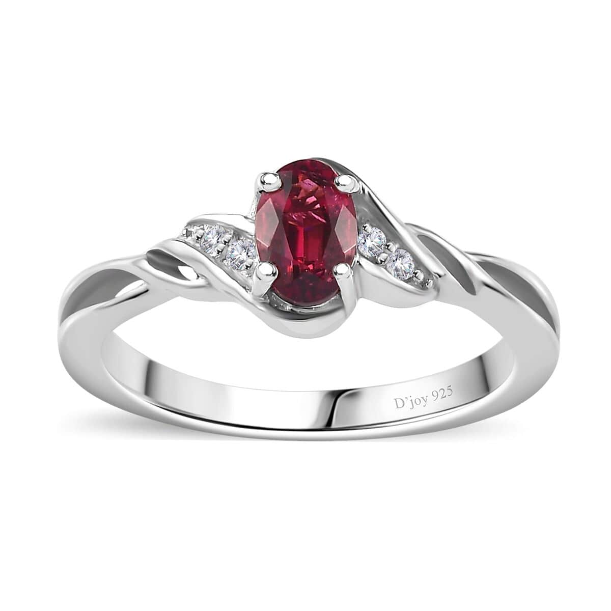 Ofiki Rubellite and Diamond Ring (Size 6.0) and Pendant Necklace 20 Inches in Platinum Over Sterling Silver 1.00 ctw (Del. in 8-10 Days) image number 3