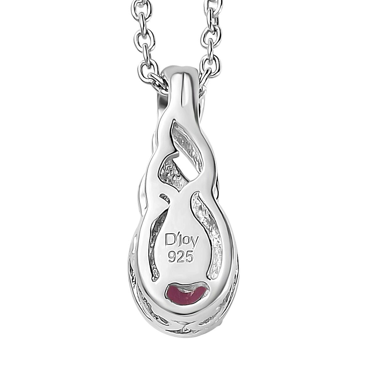 Ofiki Rubellite and Diamond Ring (Size 6.0) and Pendant Necklace 20 Inches in Platinum Over Sterling Silver 1.00 ctw